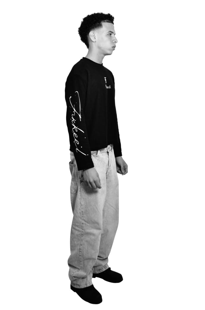 Side profile of a model wearing Fxkeel